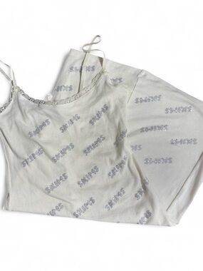 SKIMS Cream Lace-Trim Logo dress Nightwear